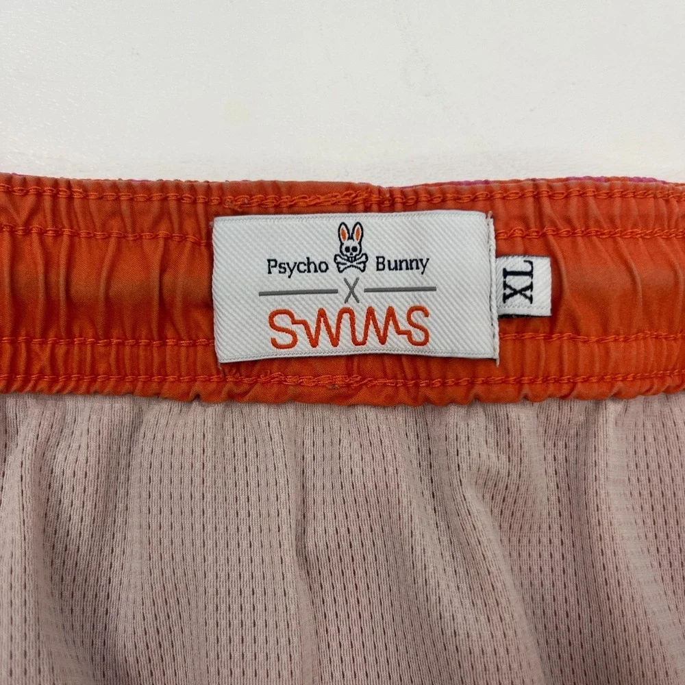 Psycho Bunny x Swims Swim‎ Shorts Pink Orange Mens XL Colorful Beach Pool *Flaw